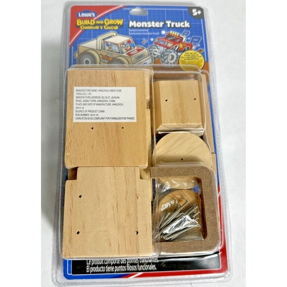 Lowes Build and Grow Project Kit Wood Monster Truck Building Set - New Sealed! - Picture 1 of 4